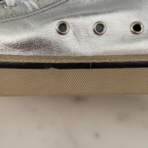 YSL Saint Laurent 711267 Metallic Silver Mens Malibu Mid-Top Sneaker Shoe, 41/45 - Picture 16 of 16